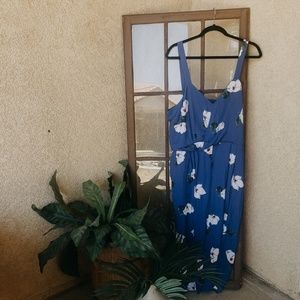 Plus Size Wide Leg Blue floral romper